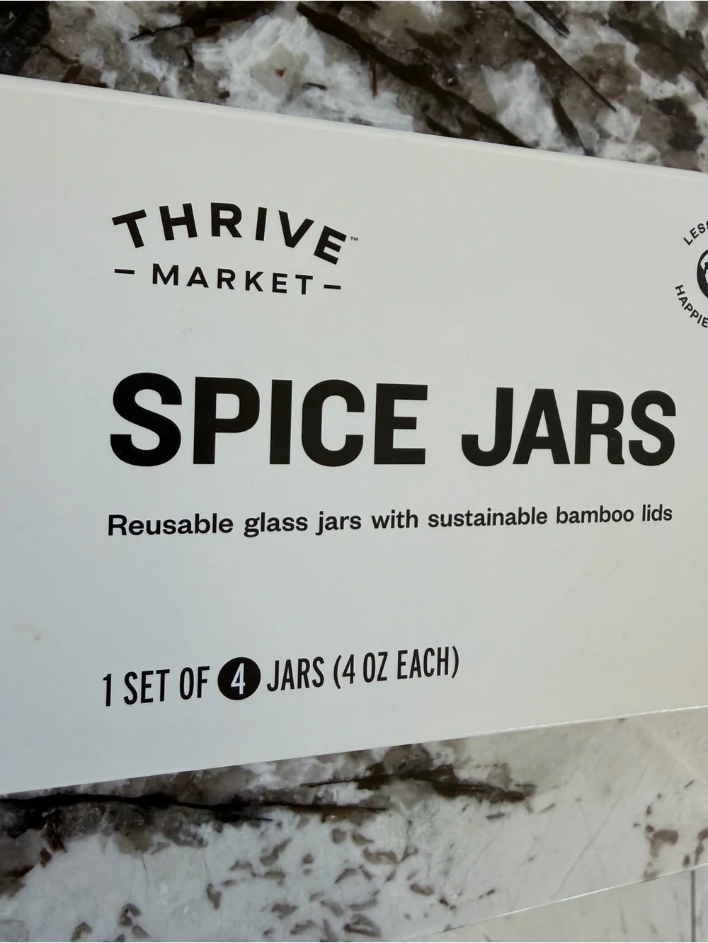Thrive Market Spice Jars  - set of 4- 4 oz glass with bamboo top